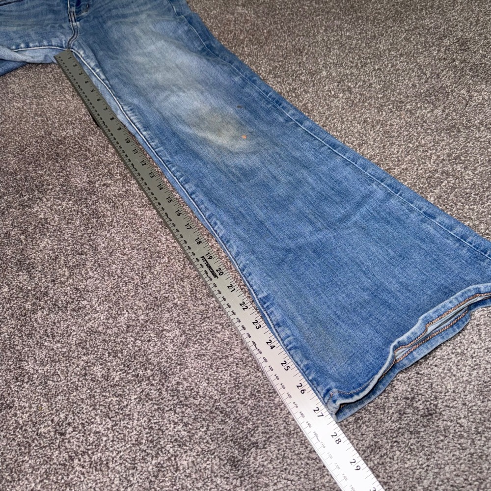 American Eagle Womens Next Level Stretch High-Rise Flare Light Wash Denim Jeans - Picture 6 of 12